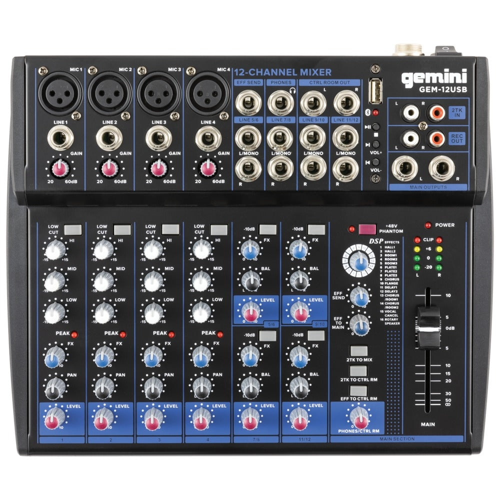 Gemini Gem-12Usb 12Ch Usb/Bt Mixer