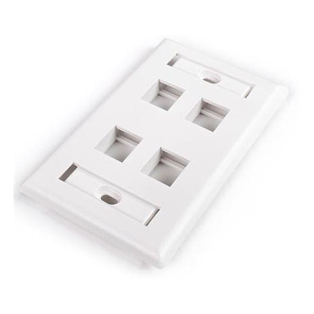 Hyperline FP-UM-4-WH 4 Port Window Faceplate - White Image 1