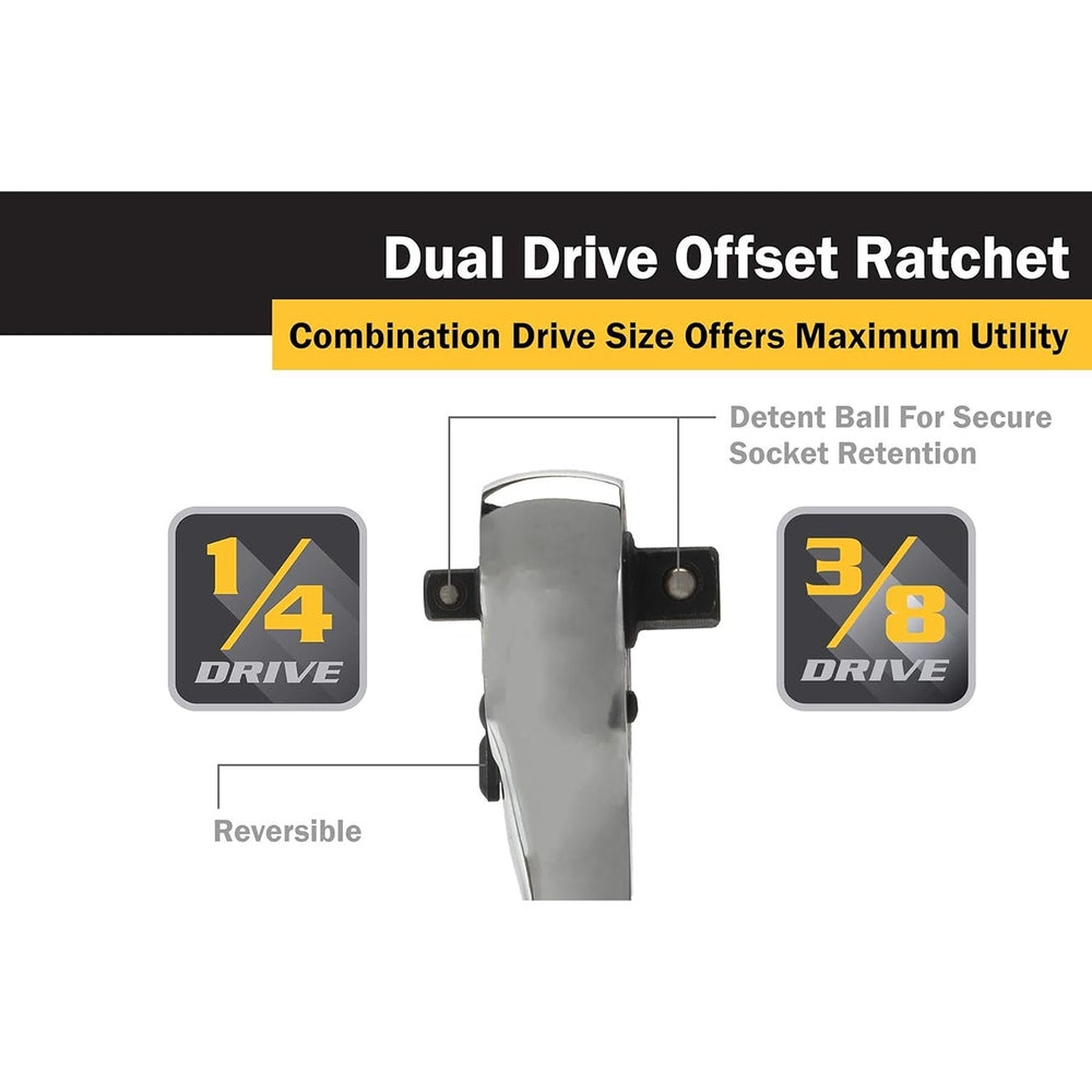 Titan 12052 Dual Head Offset Ratchet 1/4" & 3/8" Drives Offset Design for Tight Areas