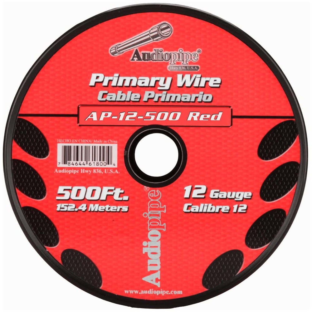 Audiopipe AP12500RD 12 Gauge Primary Wire - 500Ft, Red