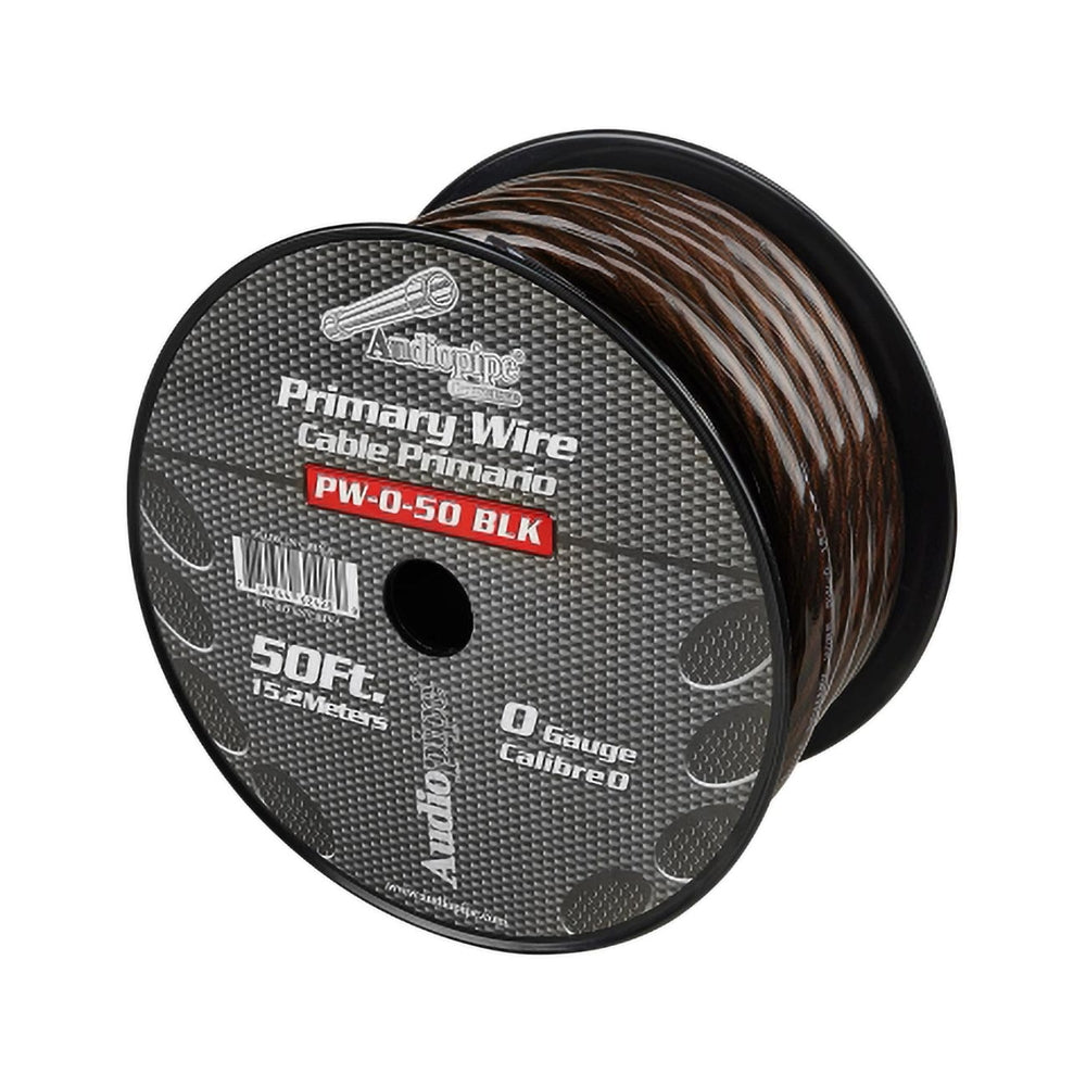 Audiopipe PW-0-50-BLK 0 Gauge Power Wire - 50ft, Black