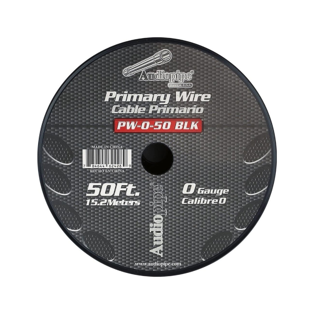 Audiopipe PW-0-50-BLK 0 Gauge Power Wire - 50ft, Black