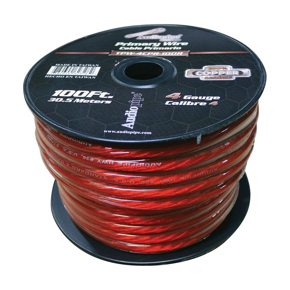 Audiopipe TPW-4CPR-100R 4-Gauge Copper Power Wire 100ft Roll - Red Image 1