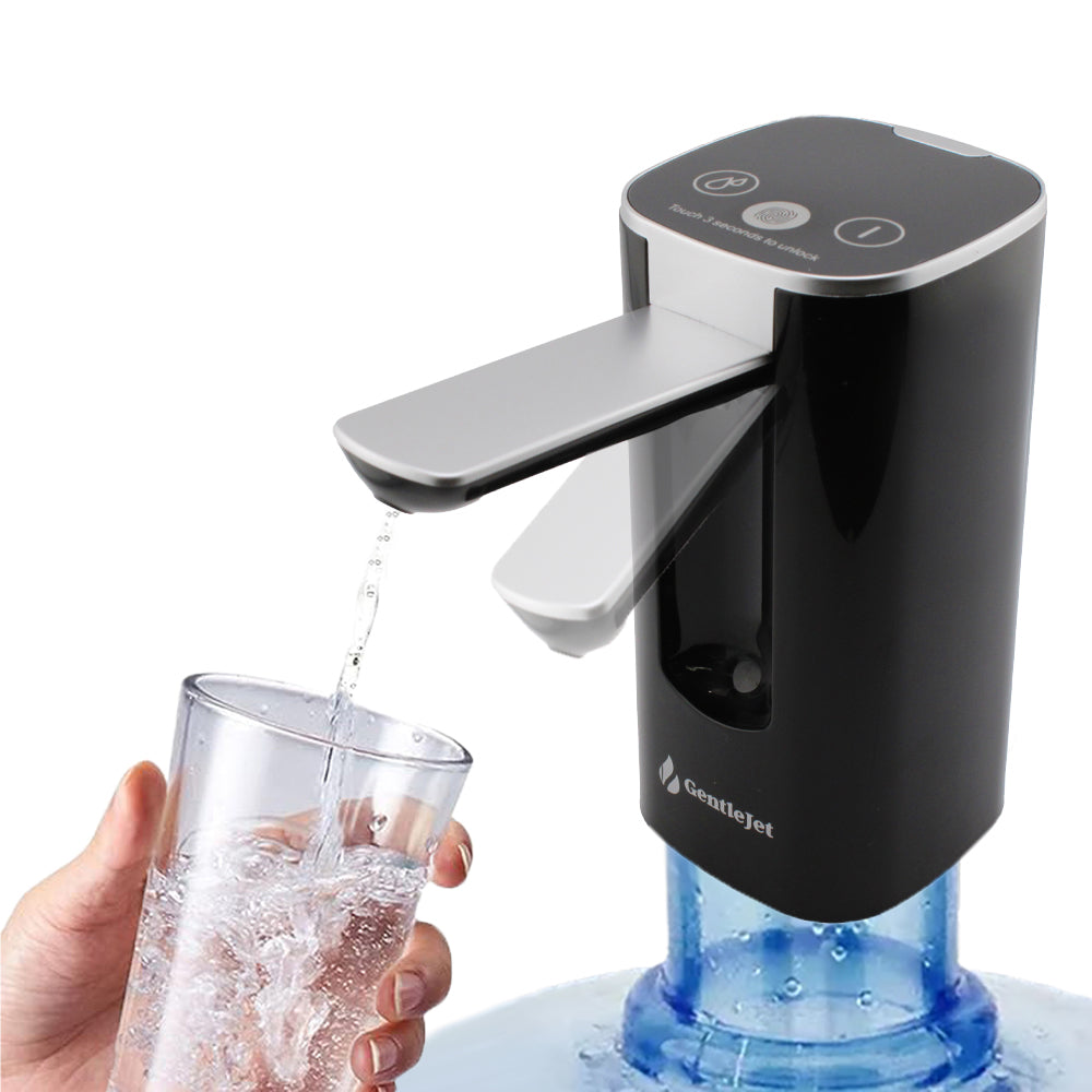 GentleJet Electric Automatic 5 Gallon Water Bottle Switch Pump Dispenser USB - Black Silver