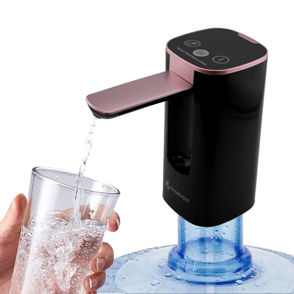 GentleJet Electric Automatic 5 Gallon Water Bottle Switch Pump Dispenser USB - Black Rose Gold