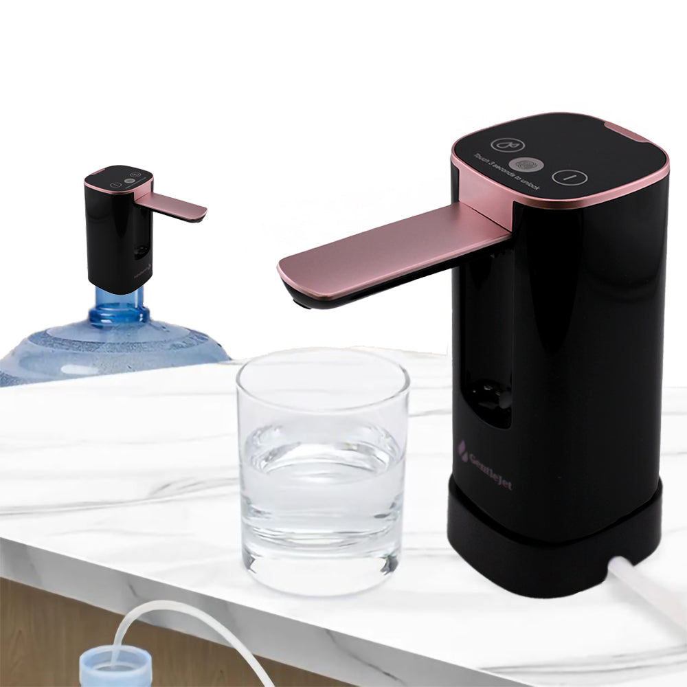 Automatic Water Dispenser Pump, Bottle and Countertop - Digital Display, USB Charging - Black Rose Gold